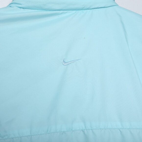 Nike Track Jacket Windbreaker Coat Light Blue Full Zip Packable Hood Fully Lined - Picture 8 of 11